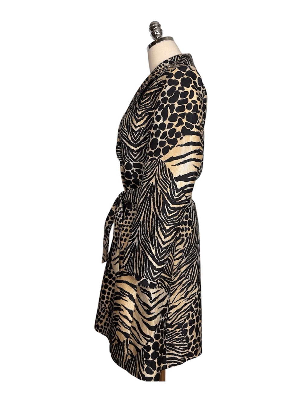 Vintage Dolce & Gabbana 100% Silk Animal Print Belted Jacket Size 42 - Picture 3 of 8
